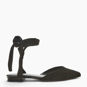 SCHUTZ Barbrah Suede Ankle Tie Flats-Black-Women’s size 7.5-casual-ballet-NEW